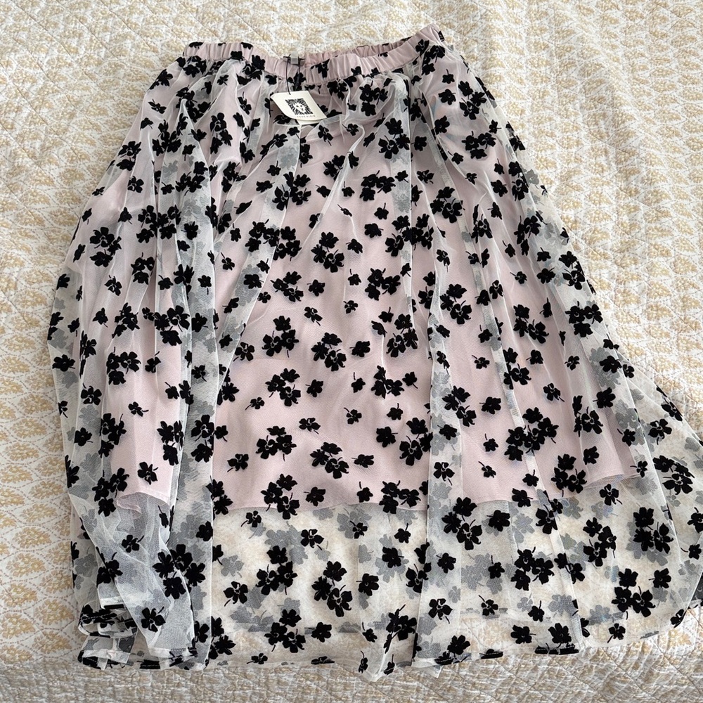 Anne Klein Pink and Black Sheer Skirt